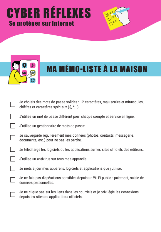 Cyber réflexes : Ma mémo-liste à la maison