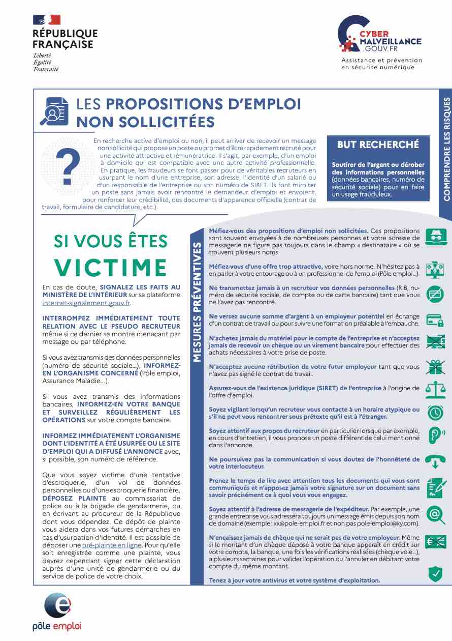 Propositions d'emploi non sollicitées