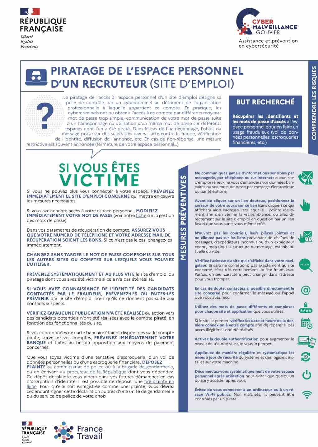 Le piratage de l'espace personnel d'un recruteur sur un site d'emploi