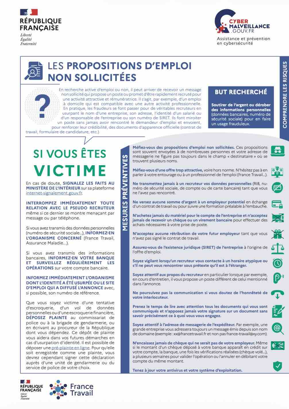 Propositions d'emploi non sollicitées
