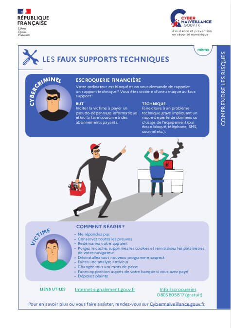 L'arnaque au faux support technique en fiche mémo