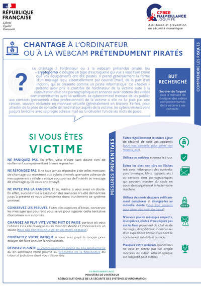 Le chantage à l’ordinateur ou à la webcam prétendument piratés