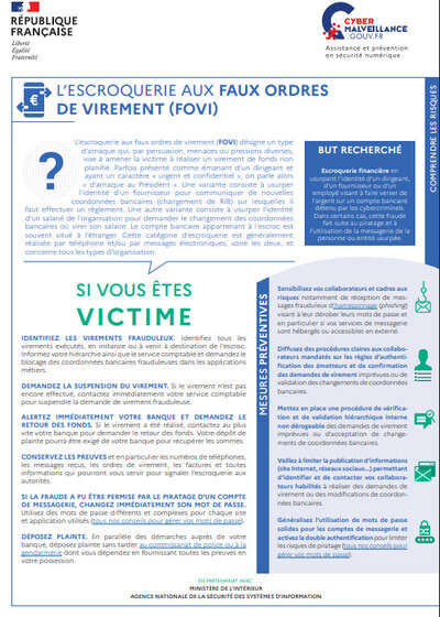 L'escroquerie aux faux ordres de virement (FOVI)