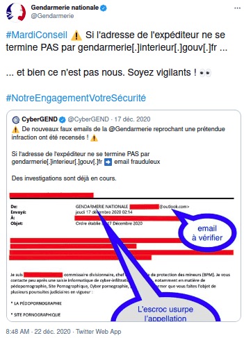 mail frauduleux gendarmerie