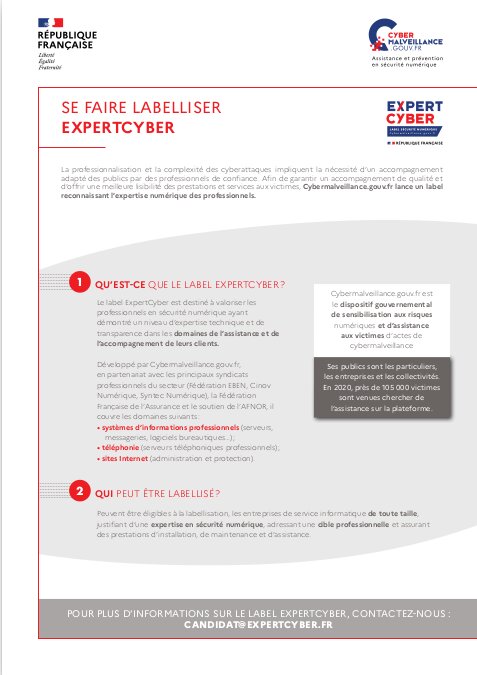 Fiche de présentation du Label ExpertCyber : se faire labelliser ExpertCyber