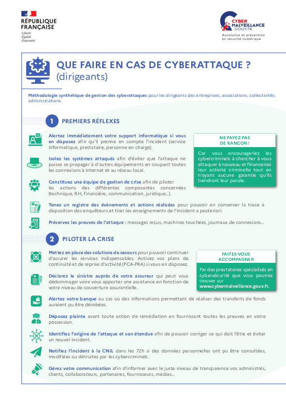 Que faire en cas de cyberattaque ?