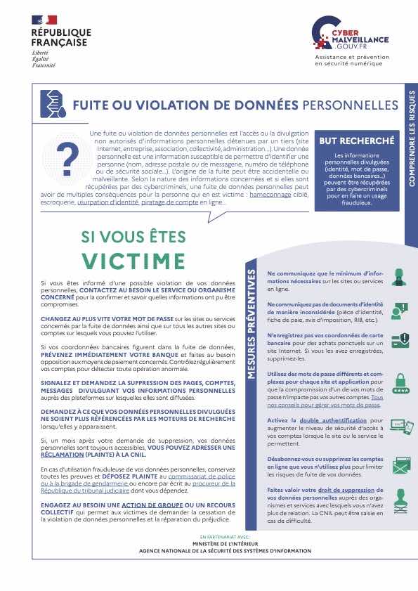 Fuite ou violation de données personnelles