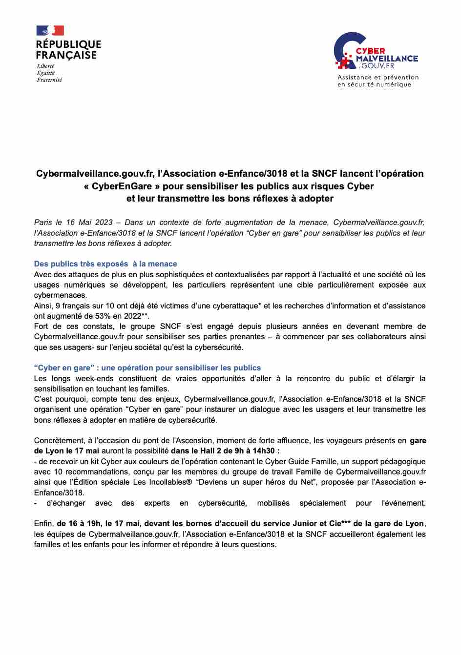 Communiqué 16/05/2023