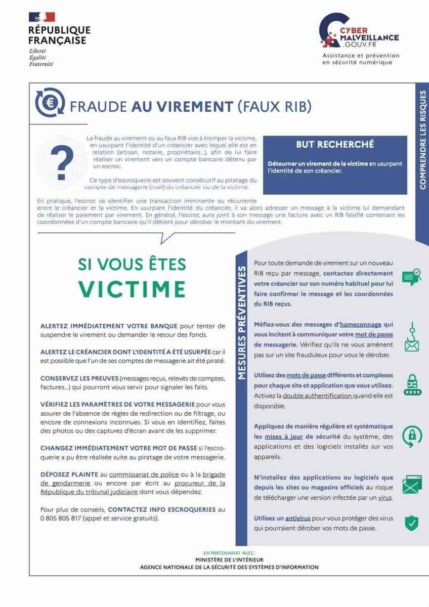 Fraude au Virement ou « faux RIB »