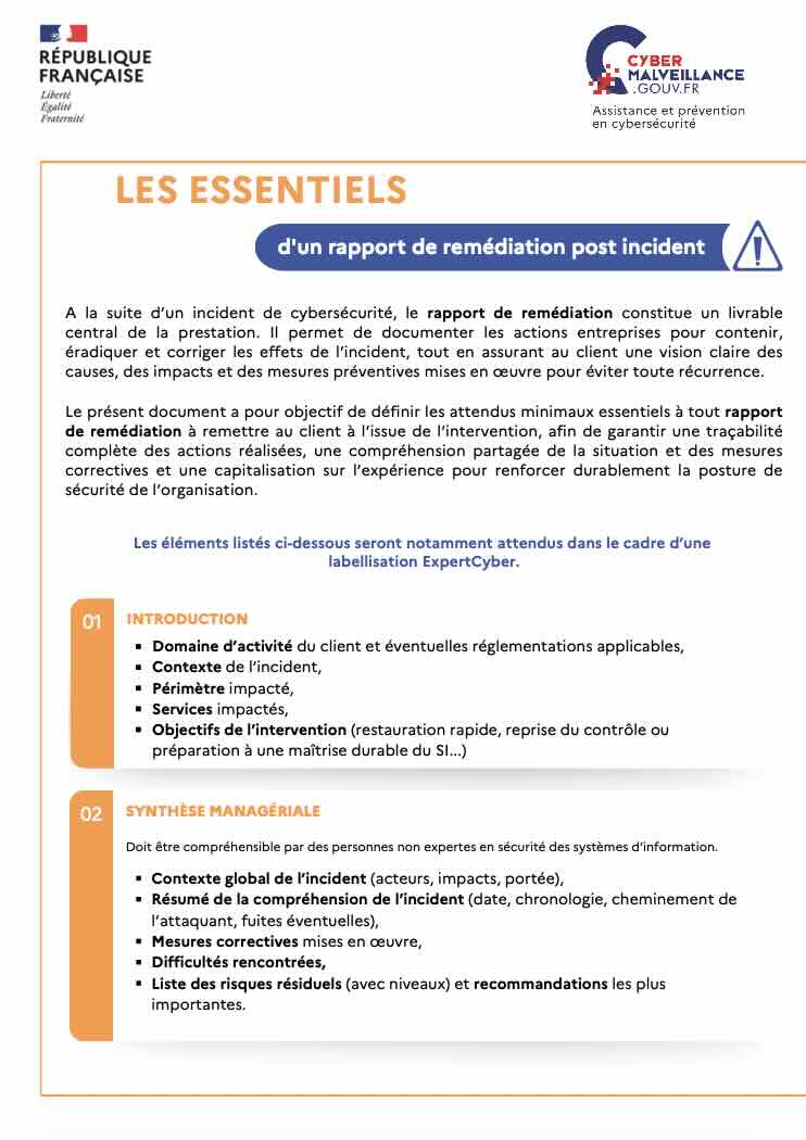 Rapport de remédiation