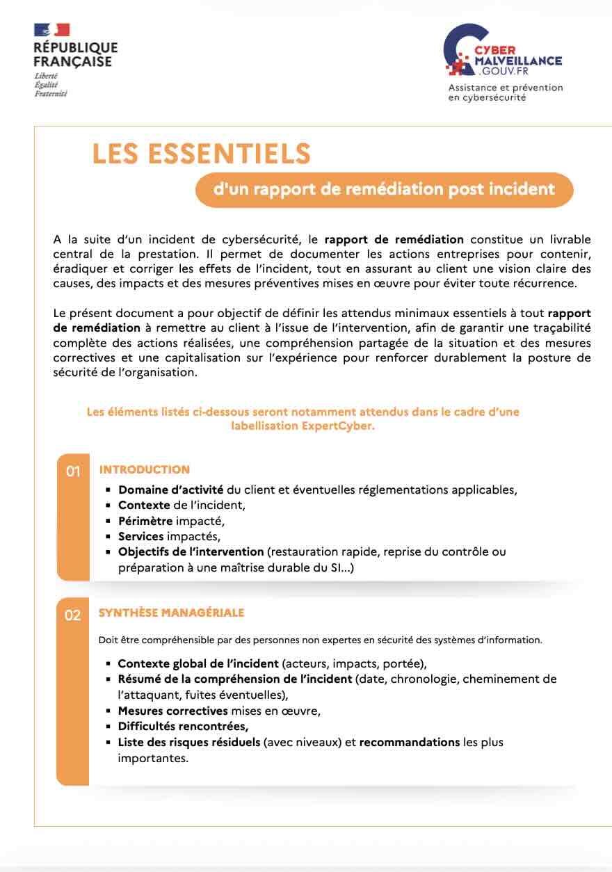 Rapport de remédiation