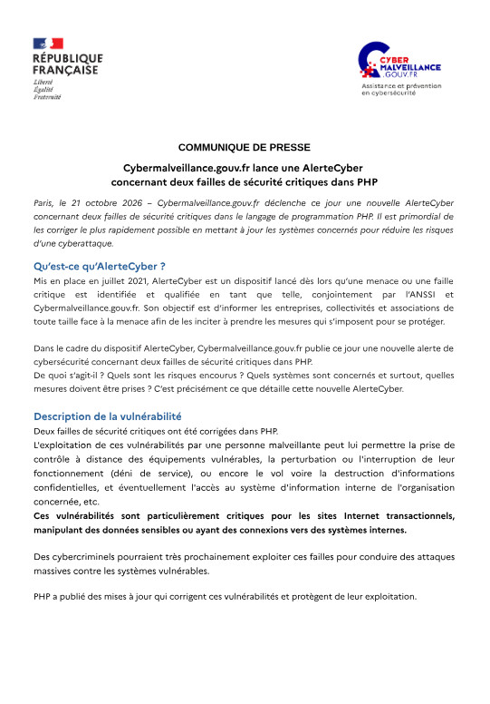 Communiqué 22/10/2026